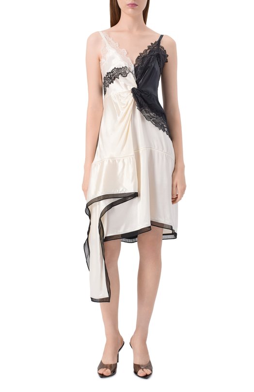 Атласное платье 3.1 Phillip Lim S251-90922SHI Чёрно-белый  S251-90922SHI Фото 3