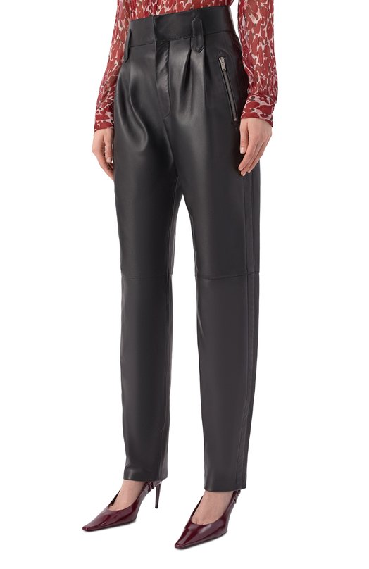 Кожаные брюки Saint Laurent 842449/YCTN2 Чёрный  842449/YCTN2 Фото 3