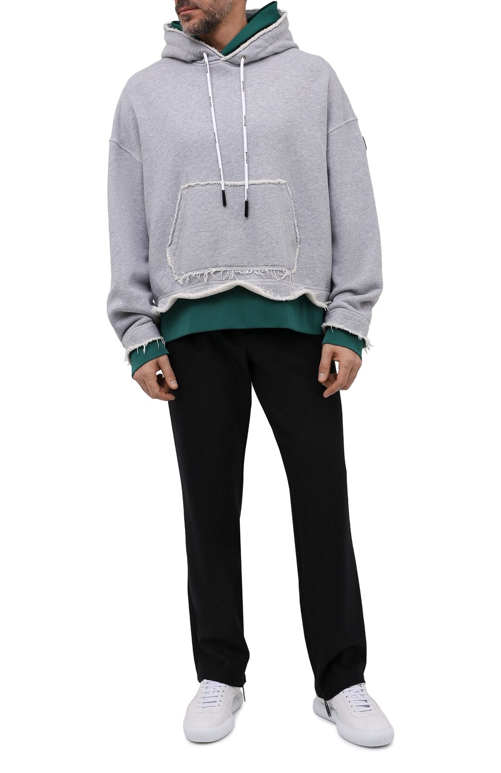 Хлопковое худи PALM ANGELS светло-серого цвета по цене 72750 руб., арт. PMBB109F21FLE0010801, фото 2 Хлопковое худи PALM ANGELS, арт. PMBB109F21FLE0010801, фото 2