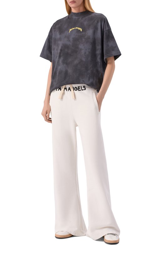 Хлопковые брюки Palm Angels PWCH029S26FLE002 Белый  PWCH029S26FLE002 Фото 2