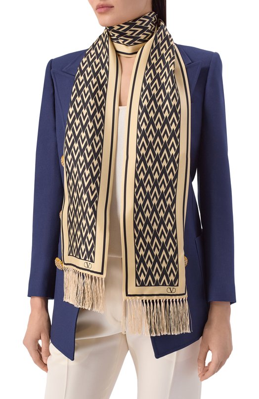 Шелковый шарф Valentino 8W2E600A/SHT Бежевый  8W2E600A/SHT Фото 2