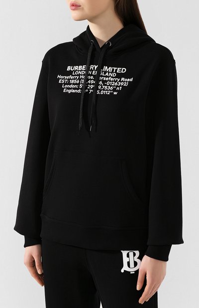 Хлопковое худи BURBERRY черного цвета по цене 83350 руб., арт. 8024631, фото 3 Хлопковое худи BURBERRY, арт. 8024631, фото 3