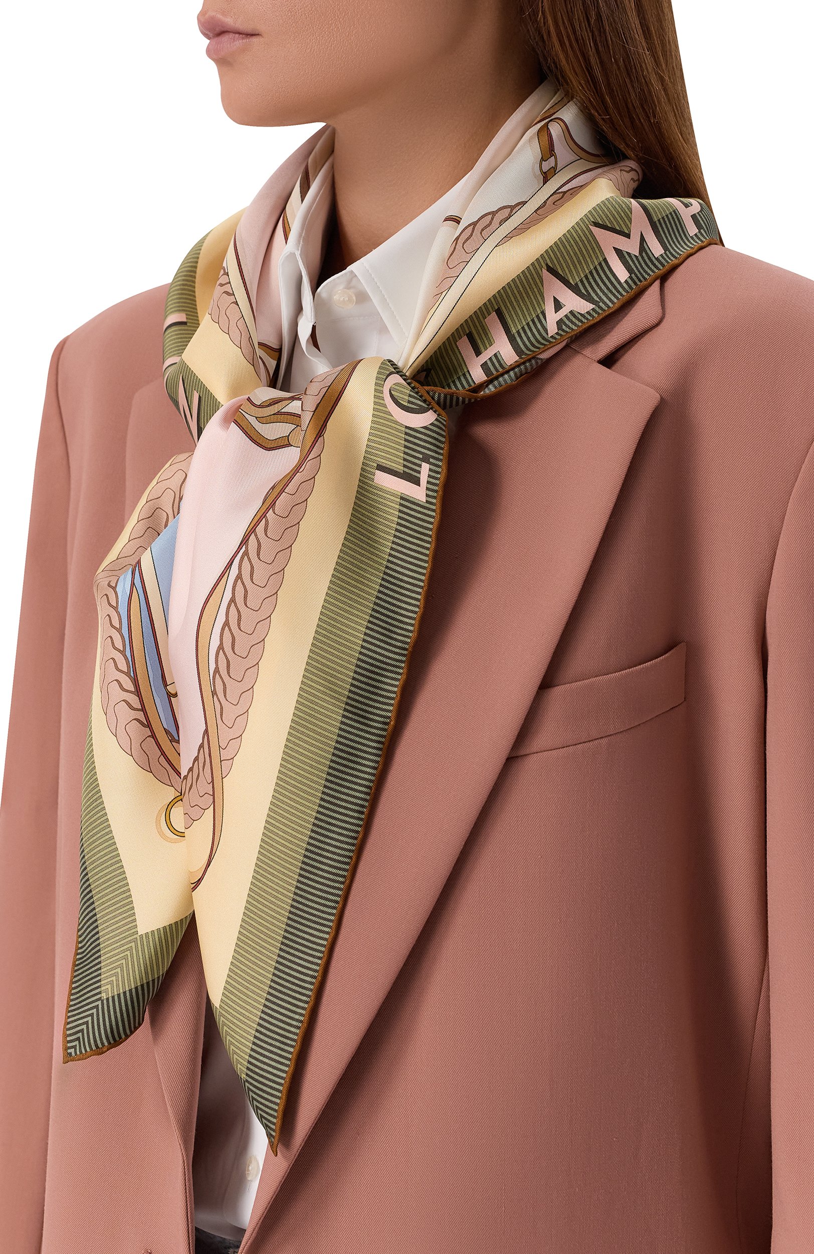 Шелковый платок LONGCHAMP разноцветного цвета по цене 45850 руб., арт. 50664GS0/GS0, фото 2 Шелковый платок LONGCHAMP, арт. 50664GS0/GS0, фото 2