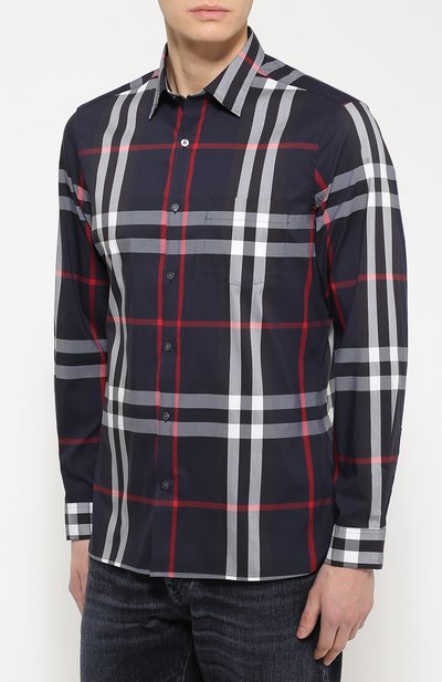 Хлопковая рубашка с воротником кент BURBERRY, арт. 4006731, фото 3