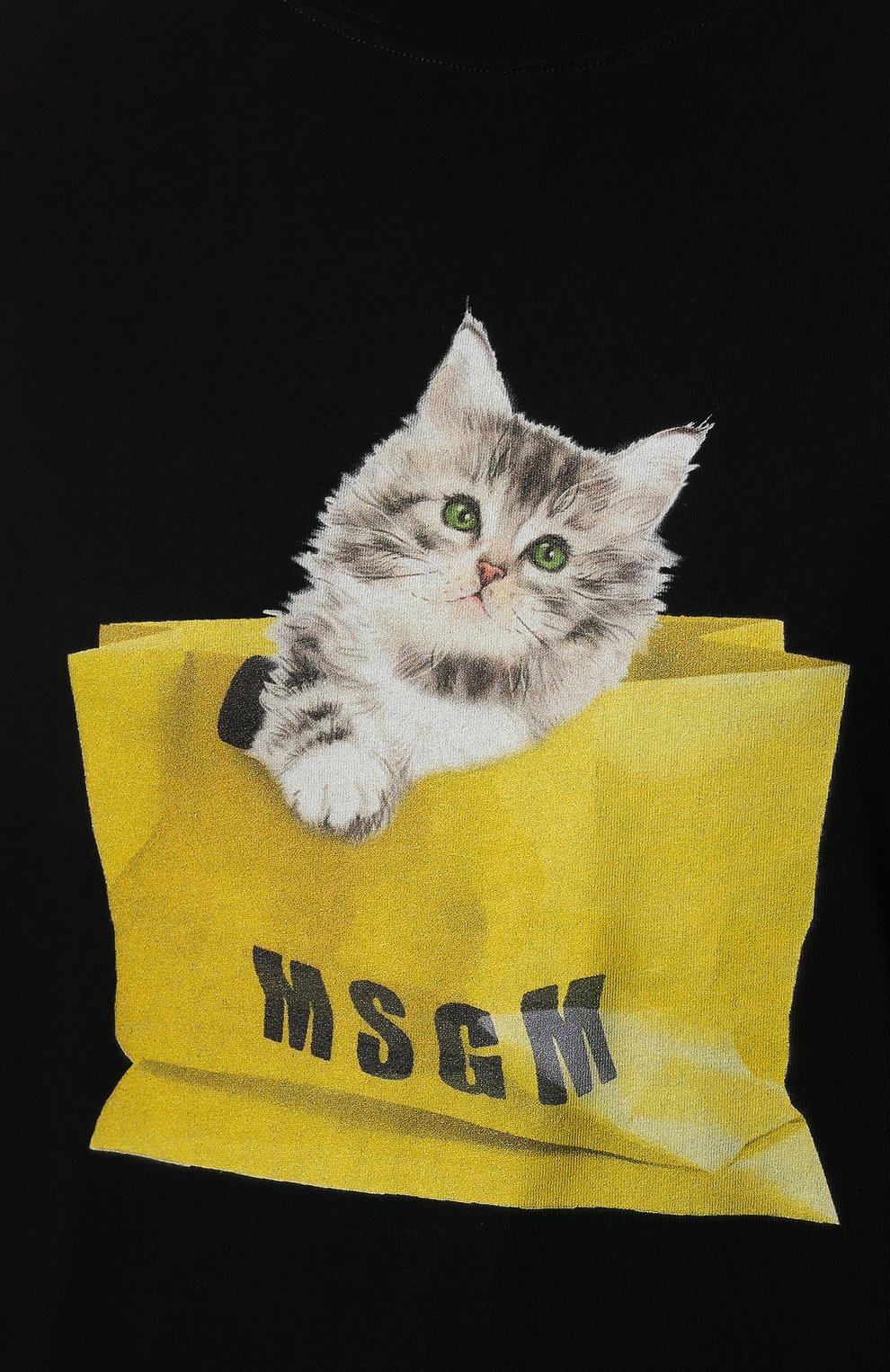 Хлопковая футболка MSGM черного цвета по цене 17600 руб., арт. 3241MDM165 227298, фото 5 Хлопковая футболка MSGM, арт. 3241MDM165 227298, фото 5