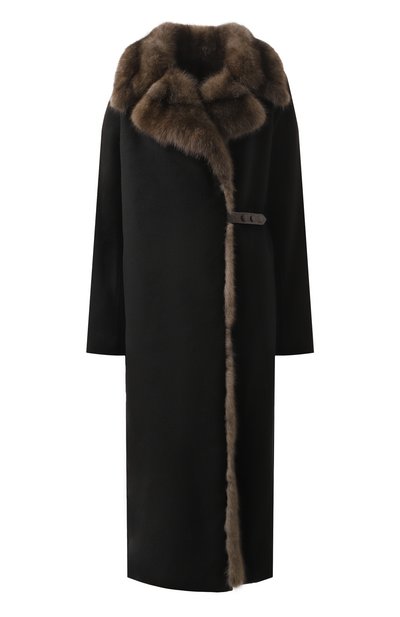 Кашемировое пальто  с подкладкой из меха соболя BONANNA, арт. МПК001Ч, фото 1