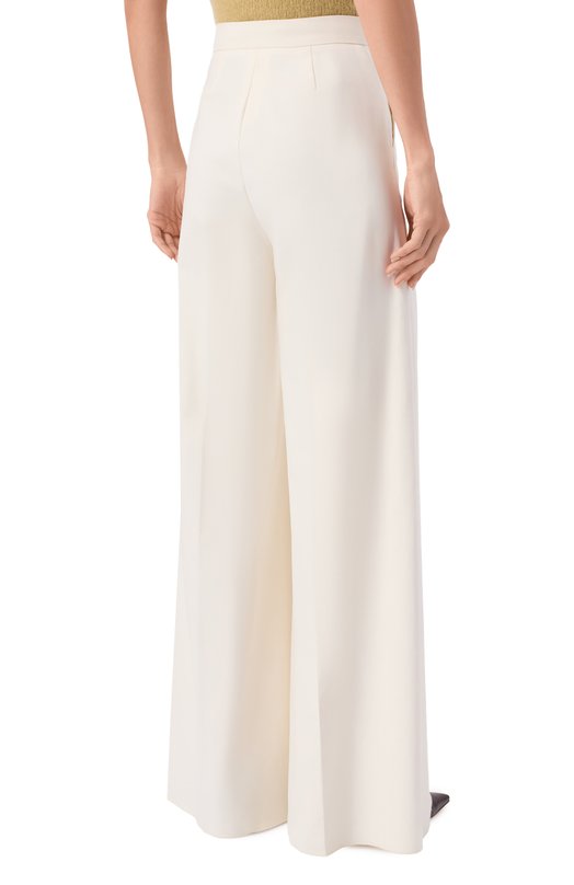 Хлопковые брюки Max Mara FINISH Кремовый  FINISH Фото 4