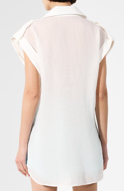 Льняная рубашка A MERE CO белого цвета по цене 33900 руб., арт. AMC-R20-G4-43, фото 4 Льняная рубашка A MERE CO, арт. AMC-R20-G4-43, фото 4