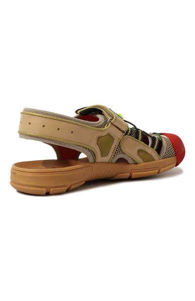 Комбинированные сандалии GUCCI бежевого цвета по цене 99360 руб., арт. 564297 98D30, фото 5 Комбинированные сандалии GUCCI, арт. 564297 98D30, фото 5