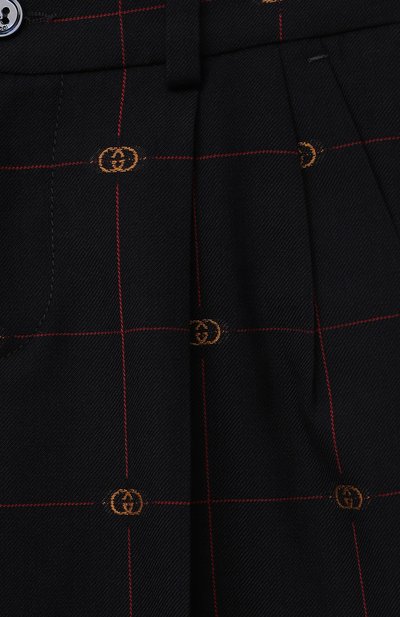 Шерстяные брюки GUCCI темно-синего цвета по цене 65500 руб., арт. 665123/XWA0Q, фото 3 Шерстяные брюки GUCCI, арт. 665123/XWA0Q, фото 3