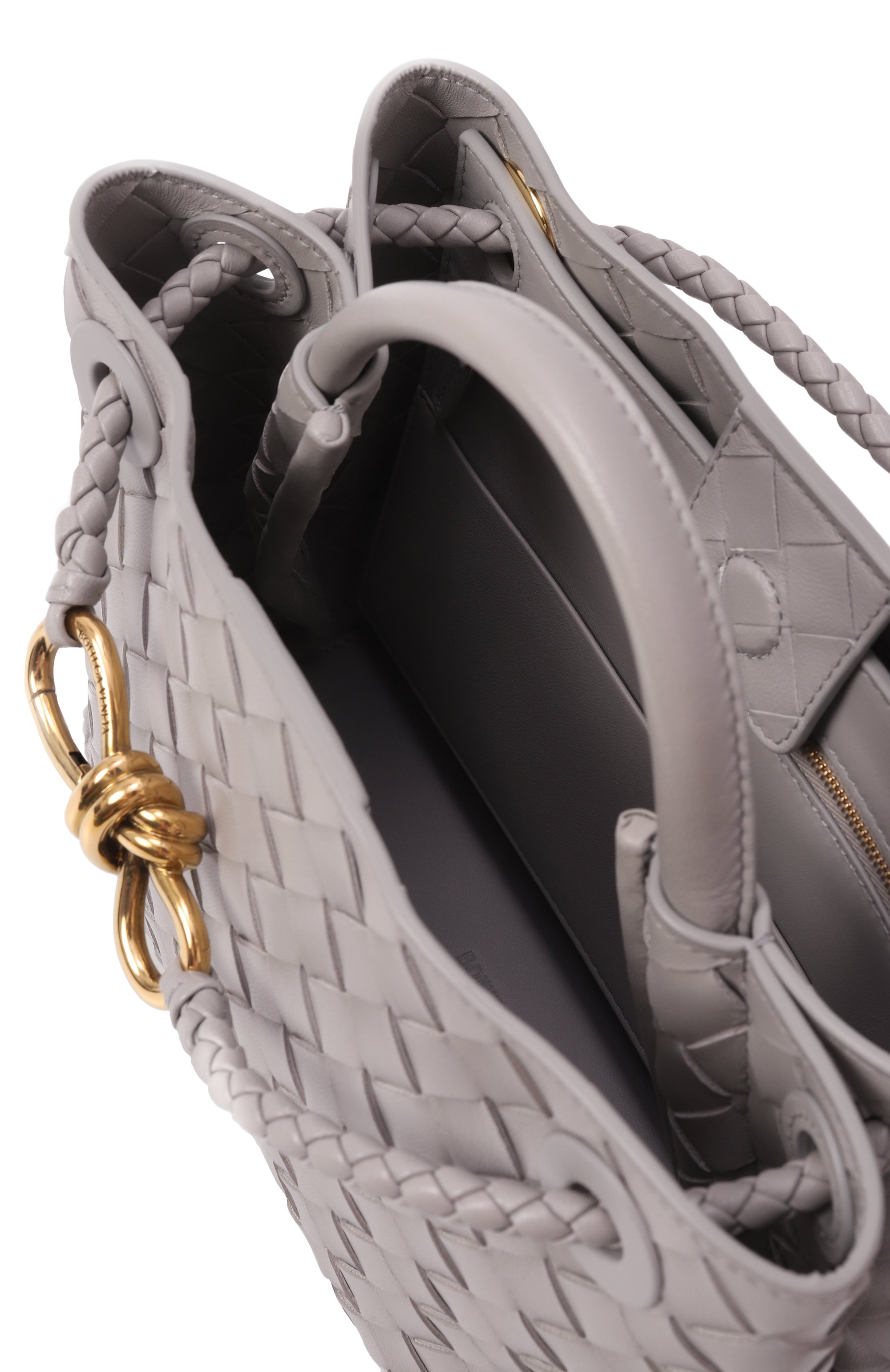 Сумка andiamo small BOTTEGA VENETA серого цвета по цене 512000 руб., арт. 766014 VCPP1, фото 5 Сумка andiamo small BOTTEGA VENETA, арт. 766014 VCPP1, фото 5