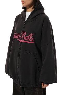Женский хлопковая толстовка BALENCIAGA черного цвета, арт. 808227/TRVH4 | Фото 3 (Рукава: Длинные; Драгоценные камни: Проставлено; Длина (для топов): Стандартные; Материал сплава: Проставлено; Стили: Минимализм; Материал внешний: Хлопок)