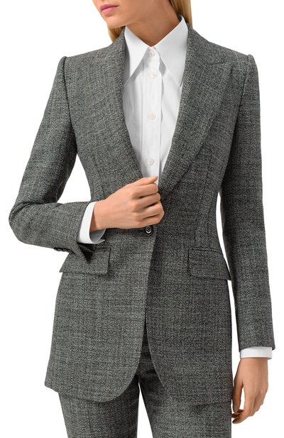 Шерстяной жакет DOLCE & GABBANA серого цвета по цене 296000 руб., арт. F29ZTT/FM2G4, фото 3 Шерстяной жакет DOLCE & GABBANA, арт. F29ZTT/FM2G4, фото 3