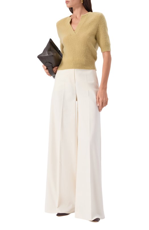 Хлопковые брюки Max Mara FINISH Кремовый  FINISH Фото 2
