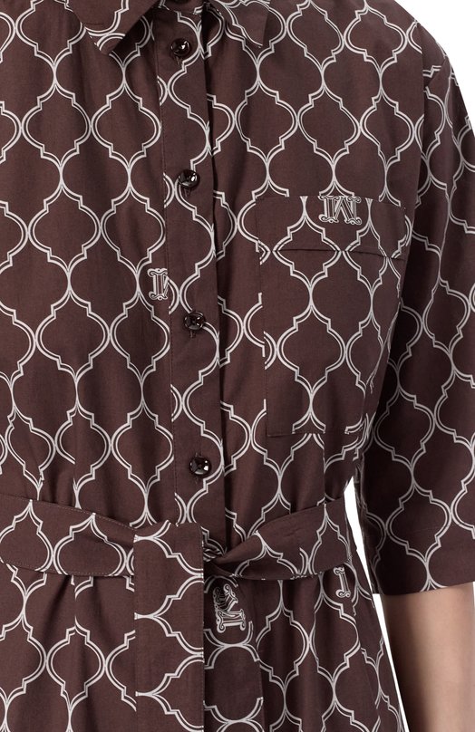 Хлопковое платье Max Mara DANIEL 2516221049 Коричневый  DANIEL 2516221049 Фото 5