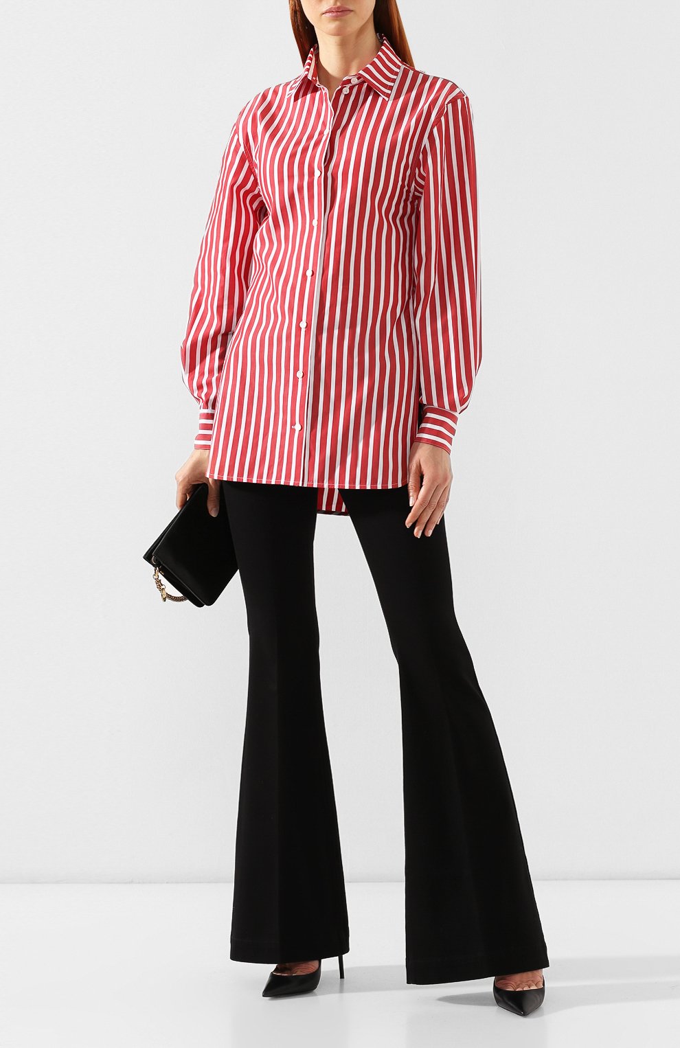 Хлопковая рубашка VICTORIA BECKHAM, арт. SH LNG 1818 MSS19 PIQUE STRIPE, фото 2