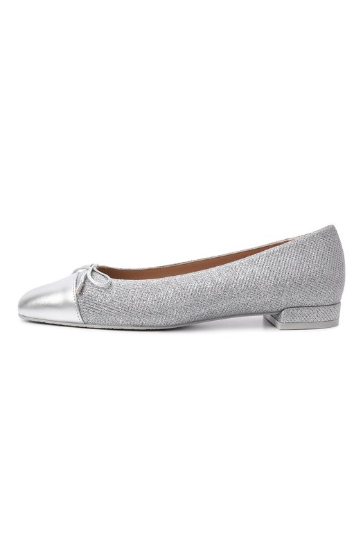 

Текстильные балетки Sleek Bow Stuart Weitzman, Серебряный