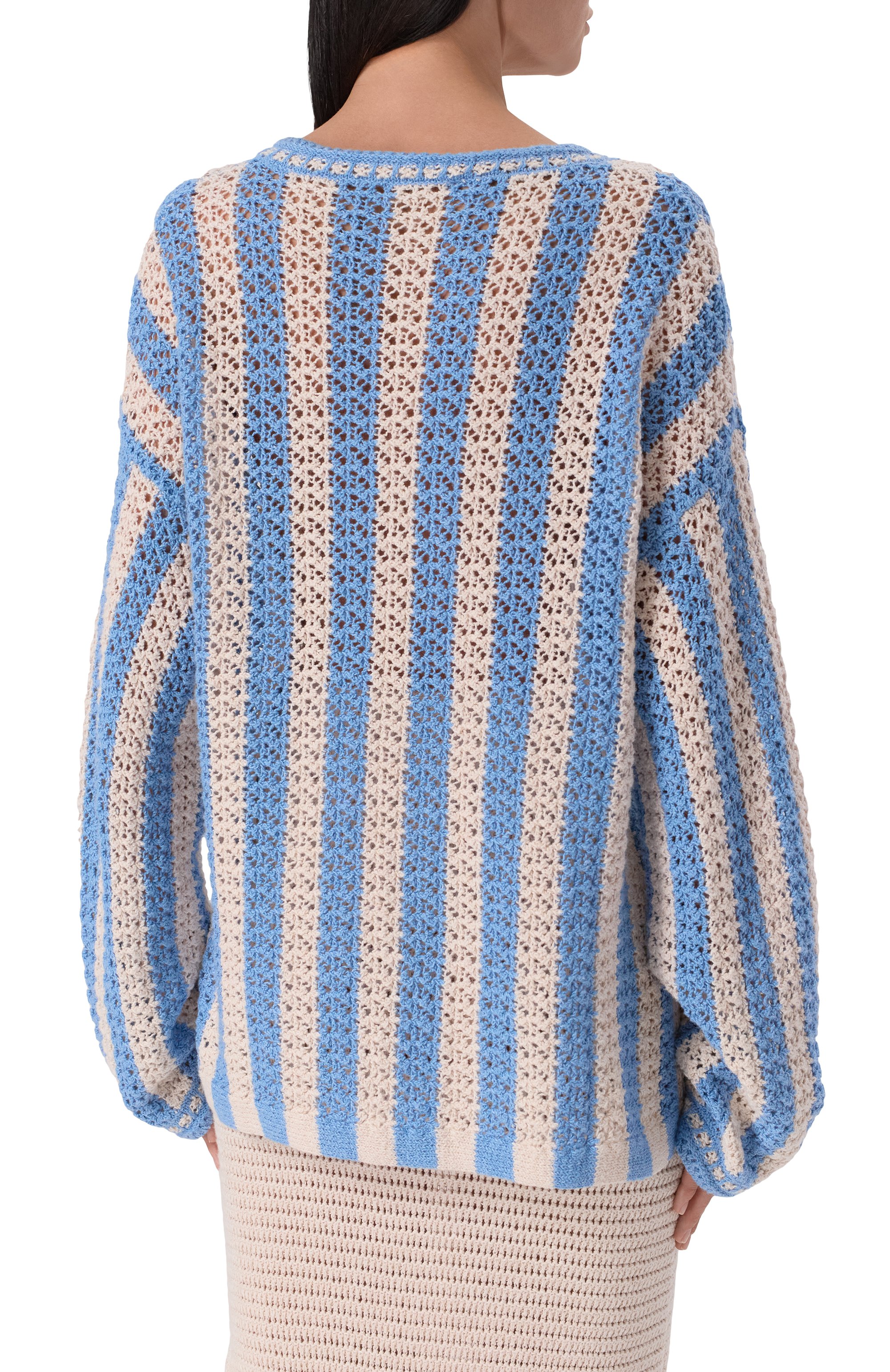 Хлопковый пуловер ADDICTED голубого цвета по цене 25560 руб., арт. AC1924, фото 4 Хлопковый пуловер ADDICTED, арт. AC1924, фото 4