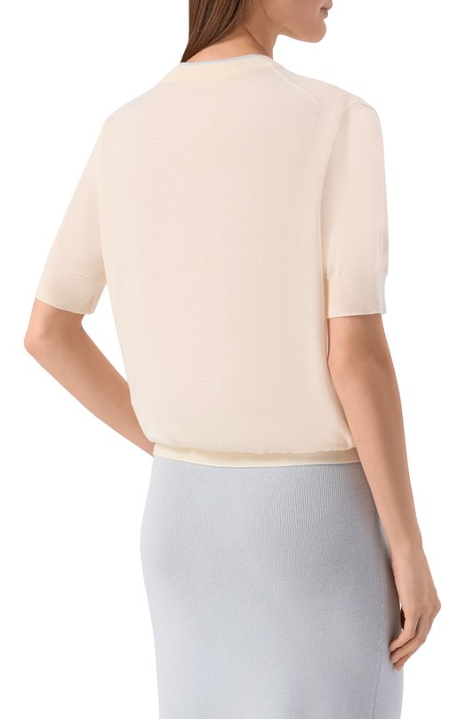 Шерстяной пуловер Jil Sander J02GC0146/J14832 Кремовый  J02GC0146/J14832 Фото 4