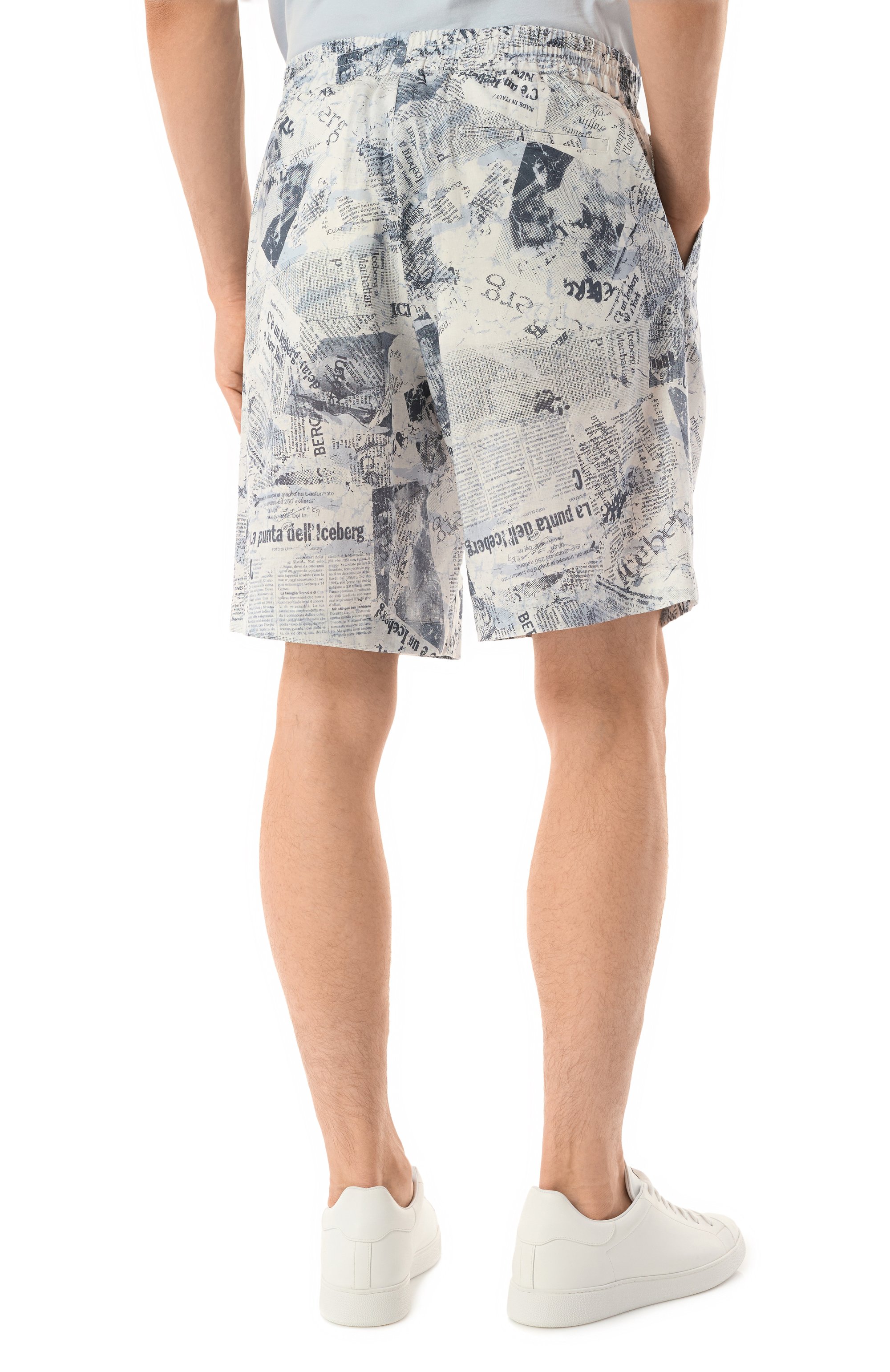 Шорты изо льна и хлопка ICEBERG голубого цвета по цене 34950 руб., арт. D091/3603, фото 4 Шорты изо льна и хлопка ICEBERG, арт. D091/3603, фото 4