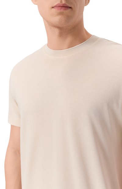 Футболка из лиоцелла и хлопка BOSS кремового цвета по цене 18850 руб., арт. 50555102, фото 5 Футболка из лиоцелла и хлопка BOSS, арт. 50555102, фото 5