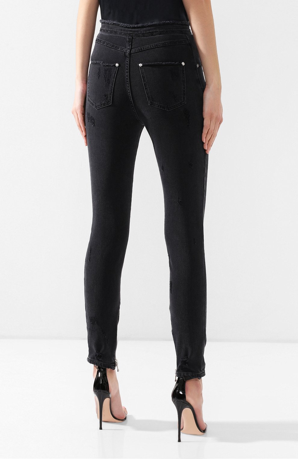 Джинсы с потертостями BALMAIN черного цвета по цене 106500 руб., арт. RF15306/D027, фото 4 Джинсы с потертостями BALMAIN, арт. RF15306/D027, фото 4