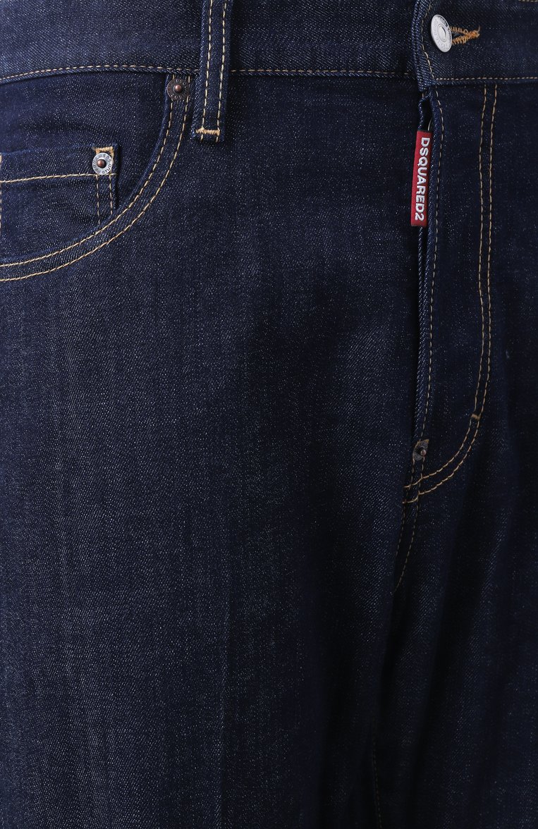 Мужские джинсы DSQUARED2 темно-синего цвета, арт. S74LB1421/S30664 | Фото 6 (Длина (брюки, джинсы): Стандартные; Материал сплава: Проставлено; Драгоценные камни: Проставлено; Силуэт М (брюки): Прямые; Кросс-КТ: Деним; Материал внешний: Де�ним, Хлопок; Стили: Повседневный)