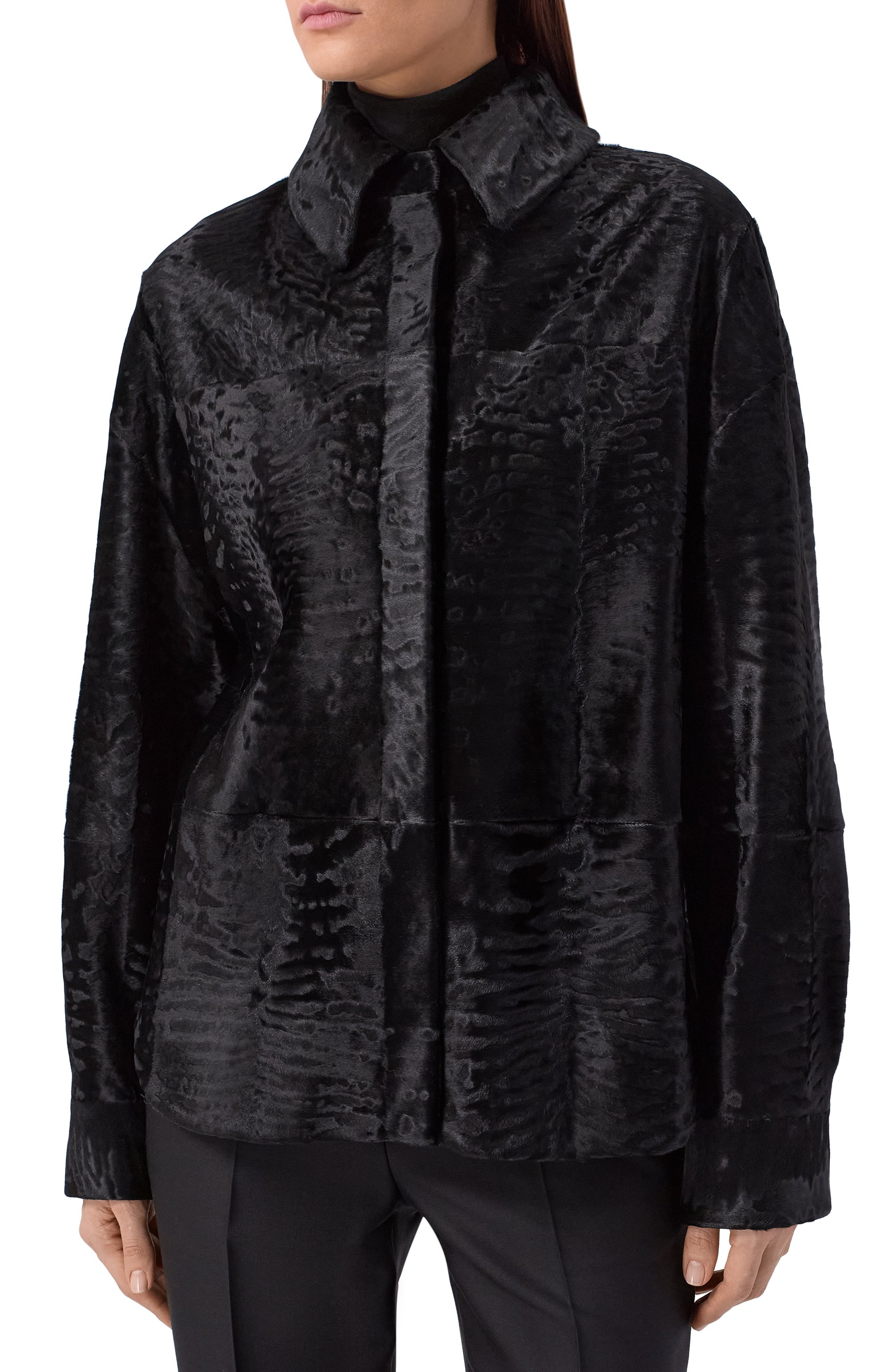 Куртка-рубашка из каракульчи MVST, арт. M022/KARAKULCHA BLACK, фото 3