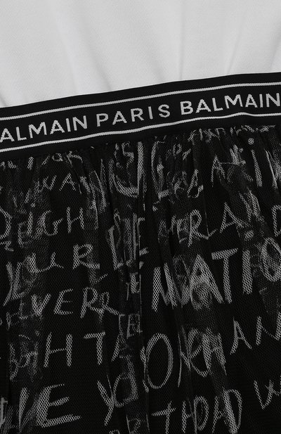 Хлопковое платье BALMAIN черно-белого цвета по цене 59950 руб., арт. BS1A51, фото 3 Хлопковое платье BALMAIN, арт. BS1A51, фото 3