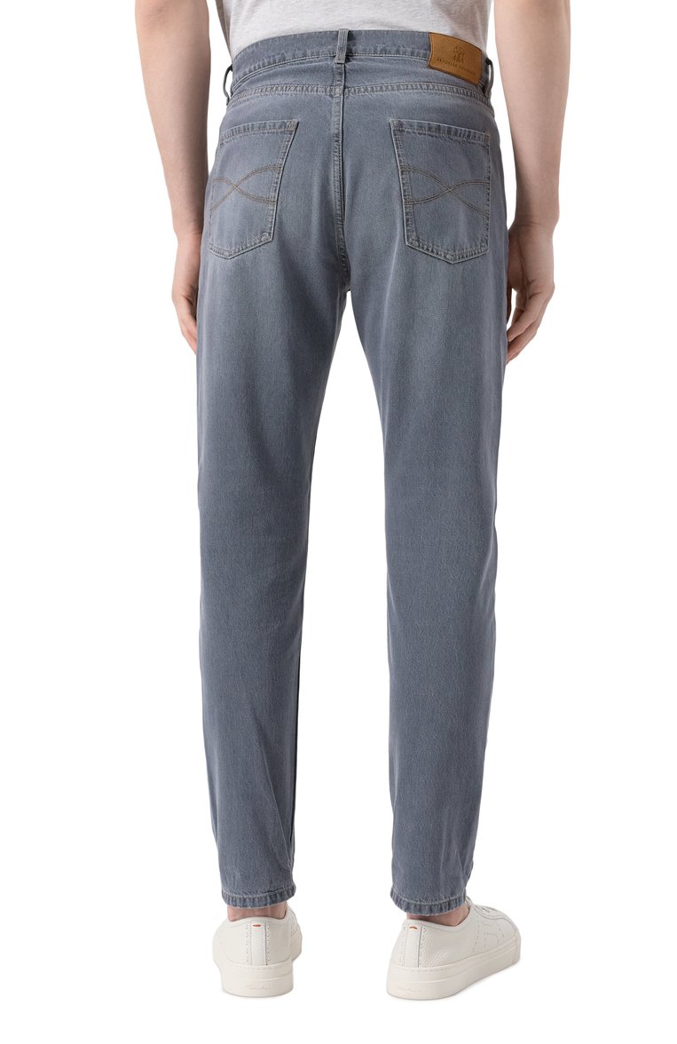 Мужские джинсы iconic fit BRUNELLO CUCINELLI серого цвета, арт. M240P01090 | Фото 4 (Длина (брюки, джинсы): Стандартные; Материал внешний: Хлопок, Деним; Стили: Кэжуэл, Повседневный; Кросс-КТ: Деним; Силуэт М (бр�юки): Прямые; Автоматизация состава: Проставлено; Автоматизация ТО: Проставлено; Детали: Делаве; Размерность: Идёт в размер)