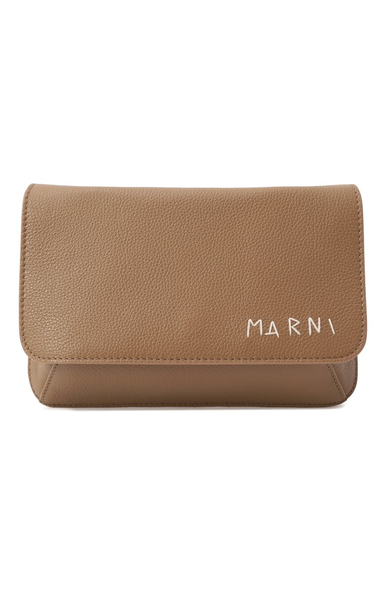 Женская сумка MARNI бежевого цвета, арт. PHMI0023U0/P6533 | Фото 1 (Ремень/цепочка: На ремешке; Материал сплава: Проставлено; Д�рагоценные камни: Проставлено; Материал: Натуральная кожа; Размер: mini)