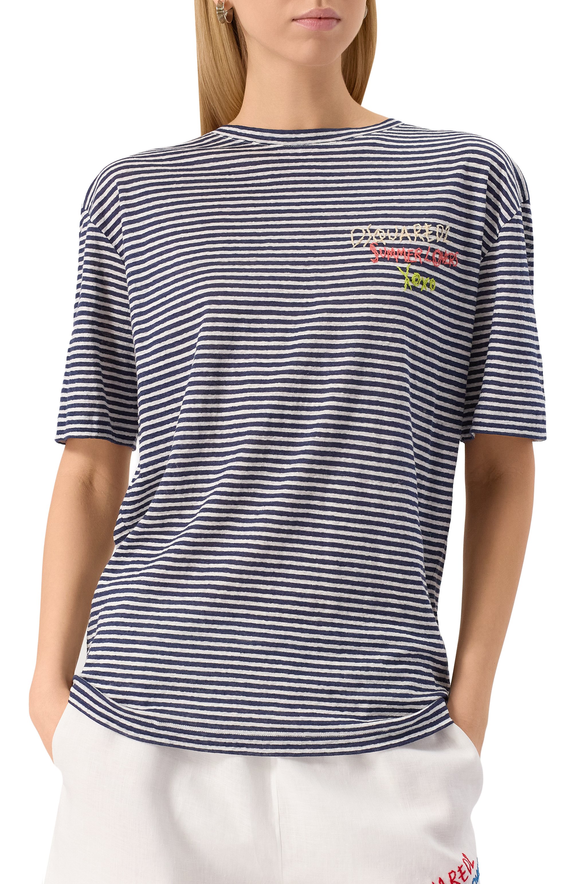 Льняная футболка DSQUARED2, арт. S73GC0296/S23601, фото 3