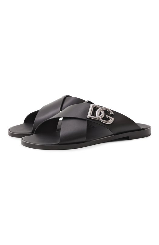 Кожаные шлепанцы Dolce & Gabbana A80440/A0602 Чёрный A80440/A0602