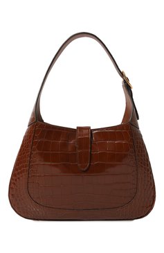 Женская сумка jackie 1961 small из кожи аллигатора GUCCI коричневого цвета, арт. 636709 EV40G | Фото 6 (Сумки-технические: Сумки top-handle; Материал сплава: Проставлено; Ремень/цепочка: На ремешке; Драгоценные камни: Проставлено; Размер: small)