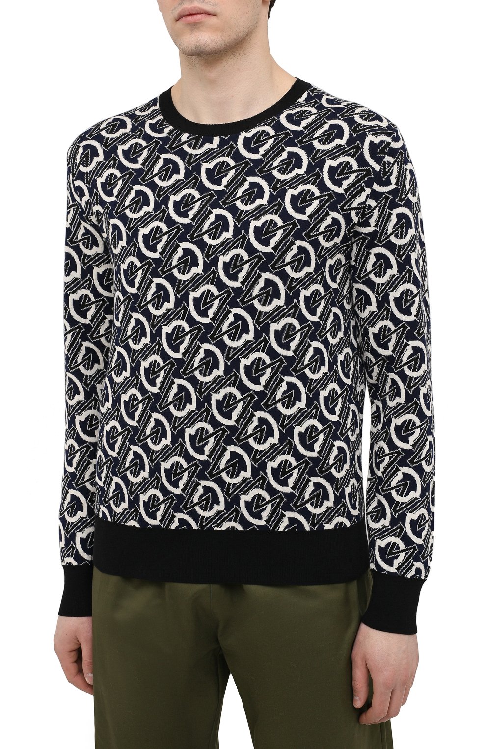 Хлопковый джемпер MONCLER темно-синего цвета по цене 36200 руб., арт. G1-091-9C762-00-V9157, фото 3 Хлопковый джемпер MONCLER, арт. G1-091-9C762-00-V9157, фото 3