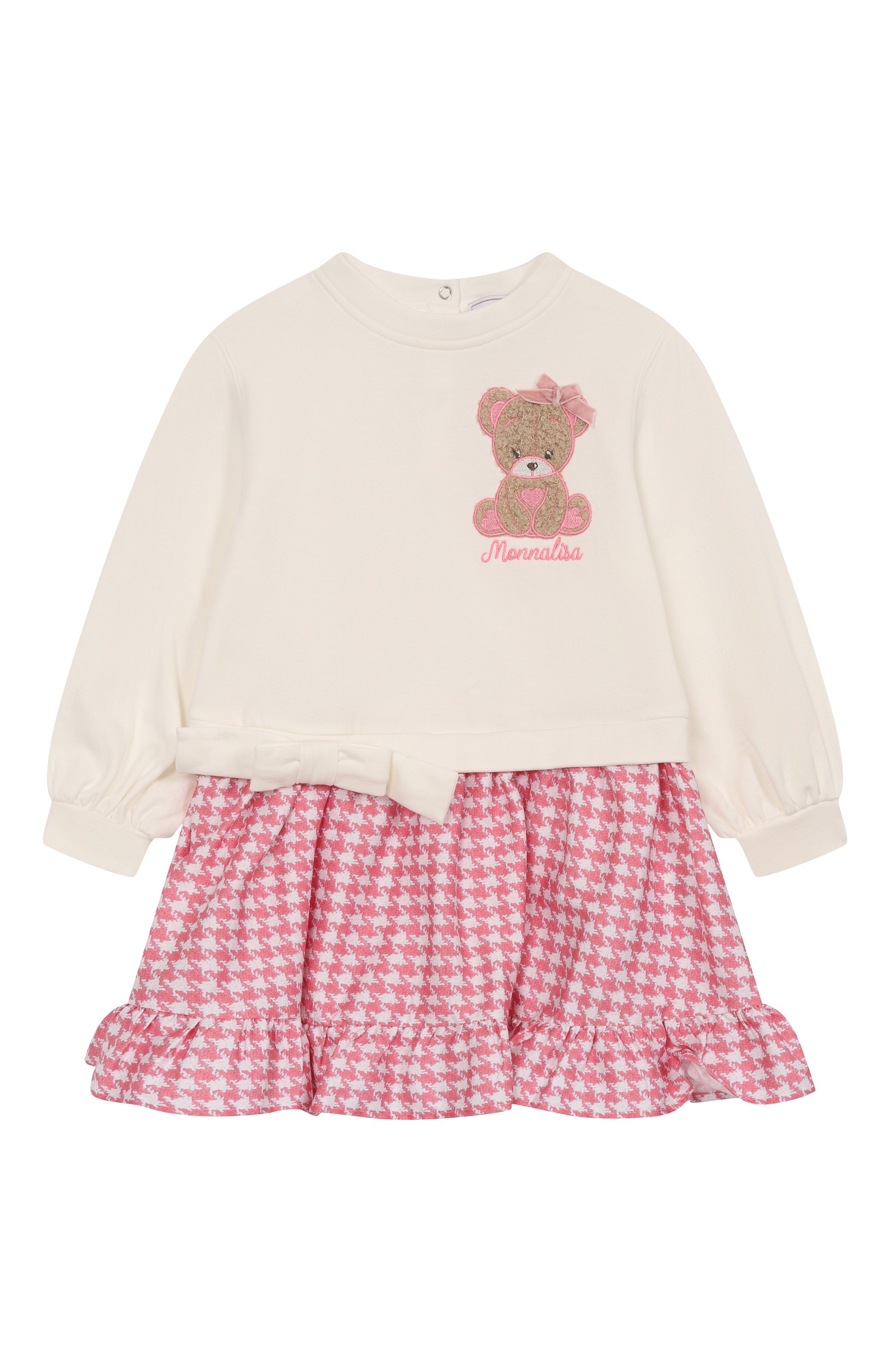 Хлопковое платье MONNALISA кремового цвета по цене 20800 руб., арт. 39F904, фото 1 Хлопковое платье MONNALISA, арт. 39F904, фото 1