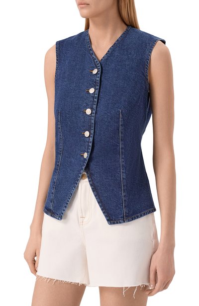 Джинсовый жилет 7 FOR ALL MANKIND синего цвета по цене 29150 руб., арт. 7UK90B86-3NH, фото 3 Джинсовый жилет 7 FOR ALL MANKIND, арт. 7UK90B86-3NH, фото 3