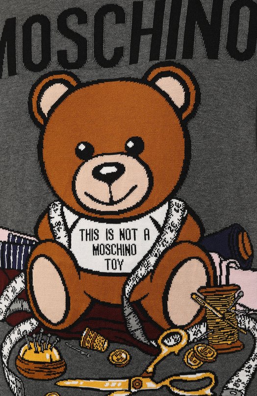 Хлопковый джемпер Moschino Серый, фото 5