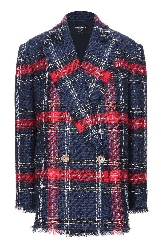 Твидовый жакет Balmain GF1SE183/XL68 Синий GF1SE183/XL68