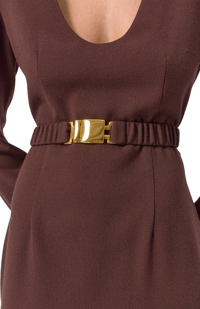 Шерстяное платье ROWEN ROSE коричневого цвета по цене 141500 руб., арт. DRS_RR415/CREPE, фото 4 Шерстяное платье ROWEN ROSE, арт. DRS_RR415/CREPE, фото 4