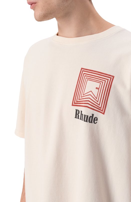 Хлопковая футболка Rhude RHPF25TT03012 Кремовый  RHPF25TT03012 Фото 5