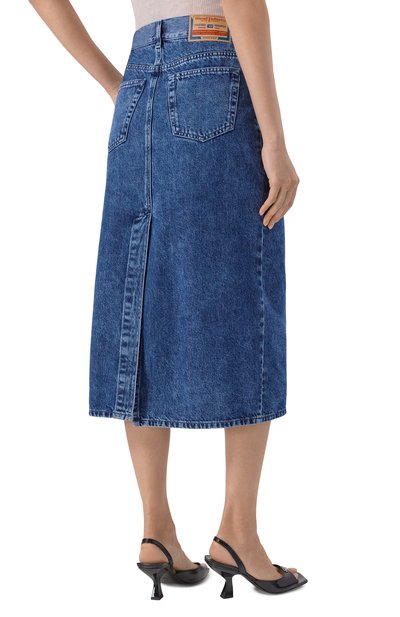 Джинсовая юбка de-skye DIESEL синего цвета по цене 36450 руб., арт. A21716/0ADCD, фото 4 Джинсовая юбка de-skye DIESEL, арт. A21716/0ADCD, фото 4