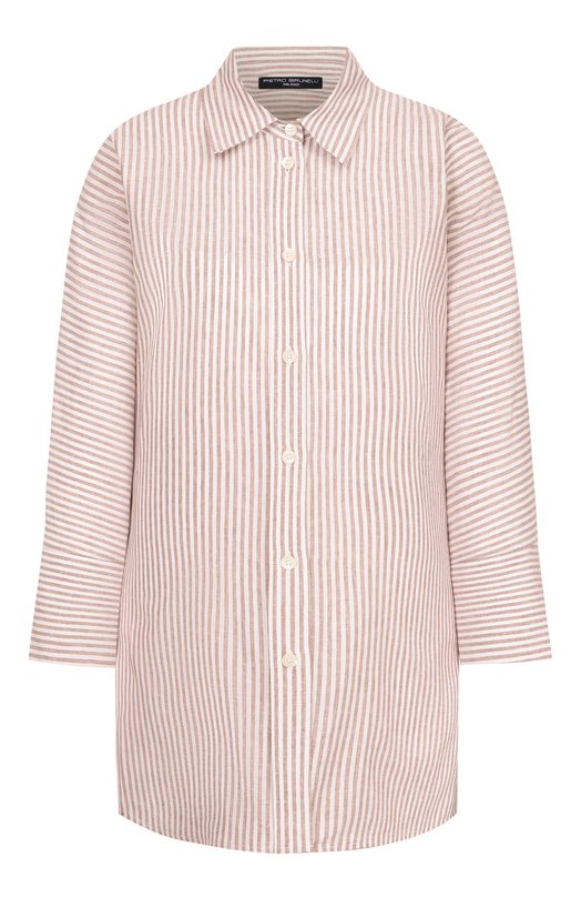 Рубашка изо льна и хлопка Pietro Brunelli CA2514/LI0028 Коричневый CA2514/LI0028