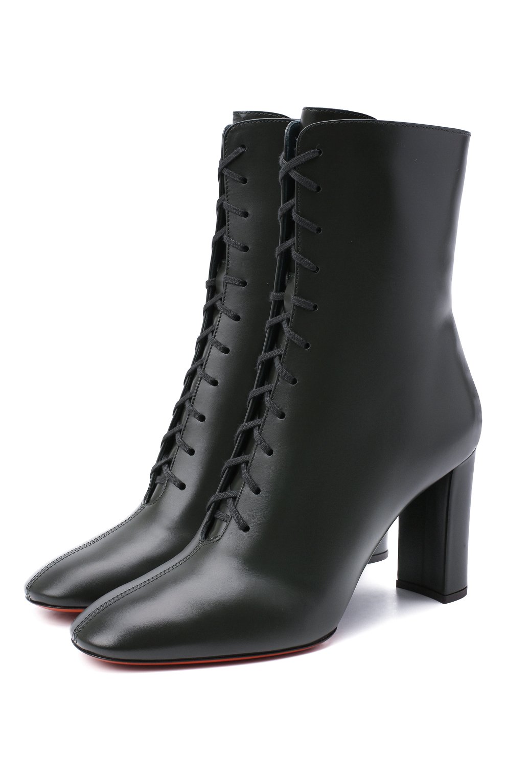 Кожаные ботильоны SANTONI темно-зеленого цвета по цене 104000 руб., арт. WTLE58964HA2NILKV80, фото 1 Кожаные ботильоны SANTONI, арт. WTLE58964HA2NILKV80, фото 1