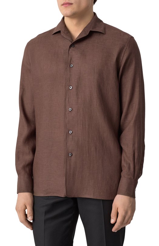 Льняная рубашка Corneliani 25P213-2511648 Коричневый  25P213-2511648 Фото 3