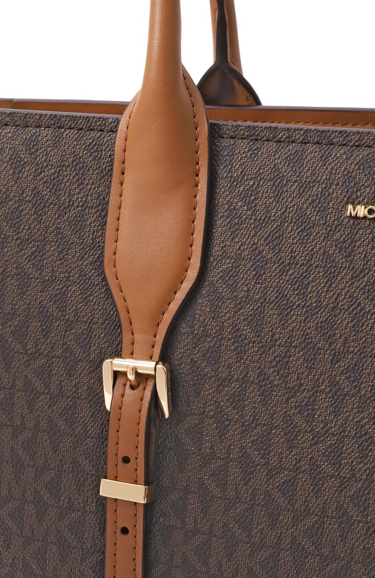 Женская сумка-тоут moore MICHAEL MICHAEL KORS коричневого цвета, арт. 30R5G90T7B | Фото 3 (Материал сплава: Проставлено; Драгоценные камни: Проставлено; Размер: large; Материал: Экокожа, Канва)