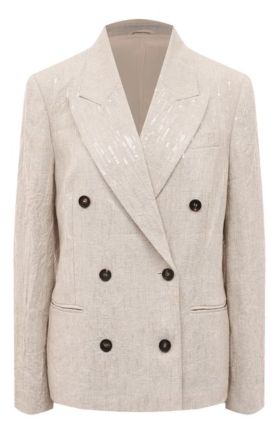 Льняной жакет с отделкой пайетками BRUNELLO CUCINELLI кремового цвета по цене 779500 руб., арт. MH5842371, фото 1 Льняной жакет с отделкой пайетками BRUNELLO CUCINELLI, арт. MH5842371, фото 1