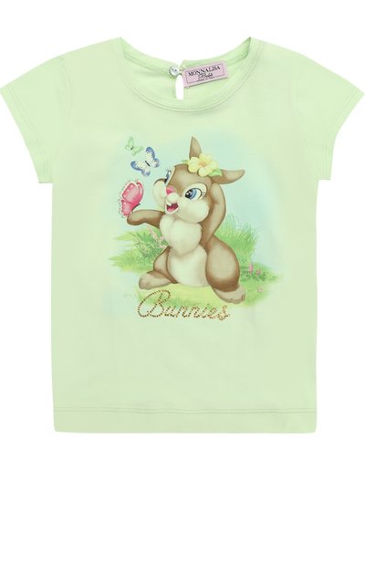 Футболка из эластичного хлопка с принтом и стразами MONNALISA, арт. 319612SK, фото 1