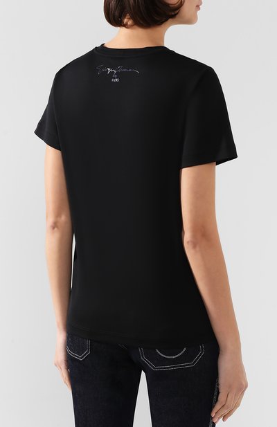Хлопковая футболка GIORGIO ARMANI черного цвета по цене 42350 руб., арт. 6GAM61/AJRQZ, фото 4 Хлопковая футболка GIORGIO ARMANI, арт. 6GAM61/AJRQZ, фото 4