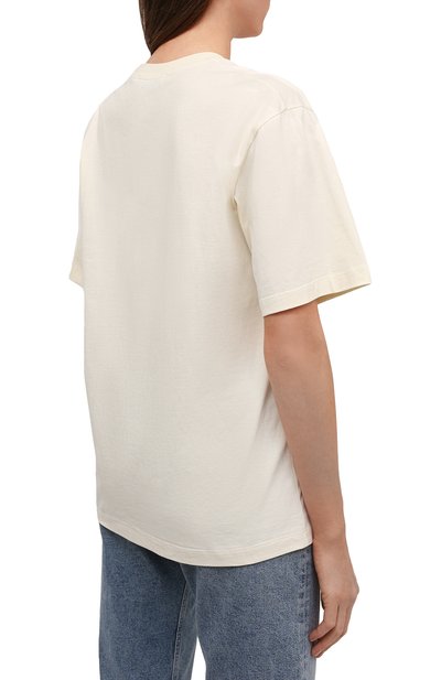 Хлопковая футболка MSGM кремового цвета по цене 12650 руб., арт. 3241MDM186 227298, фото 4 Хлопковая футболка MSGM, арт. 3241MDM186 227298, фото 4
